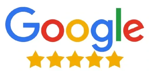 A badge for Google five stars rating.